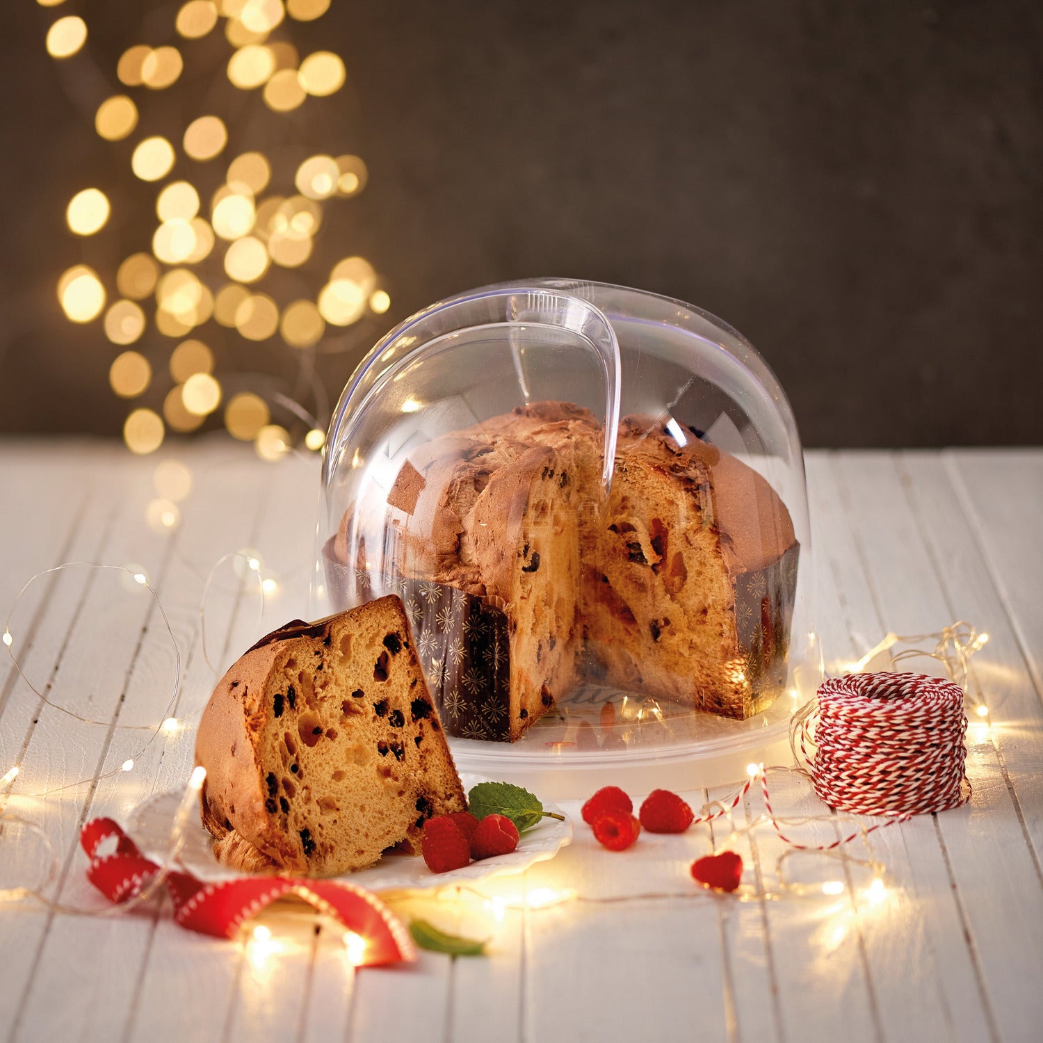 SNIPS - Porta Panettone e Pandoro in plastica con coperchio trasparente - h18 cm diametro 22 cm